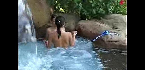 trendsChloe 18 and her Girlfriend are Outdoors in a Pool having Lesbian Sex